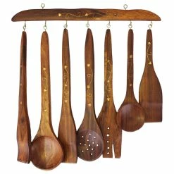 Hot Sale 😀 Natural Geo Handcarved Decorative Wooden Kitchen Spoon Set ⭐