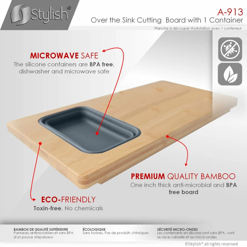 Promo 😉 Stylish Over The Sink Serving Board With 1 Container A-913 😀 5 Promo 😉 Stylish Over The Sink Serving Board With 1 Container A-913 😀 - Image 3
