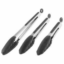 Best Pirce 🌟 Classic Cuisine 3-Piece Set, Kitchen Tongs, Stainless Steel, Non-Stick Silicone Tips 🌟
