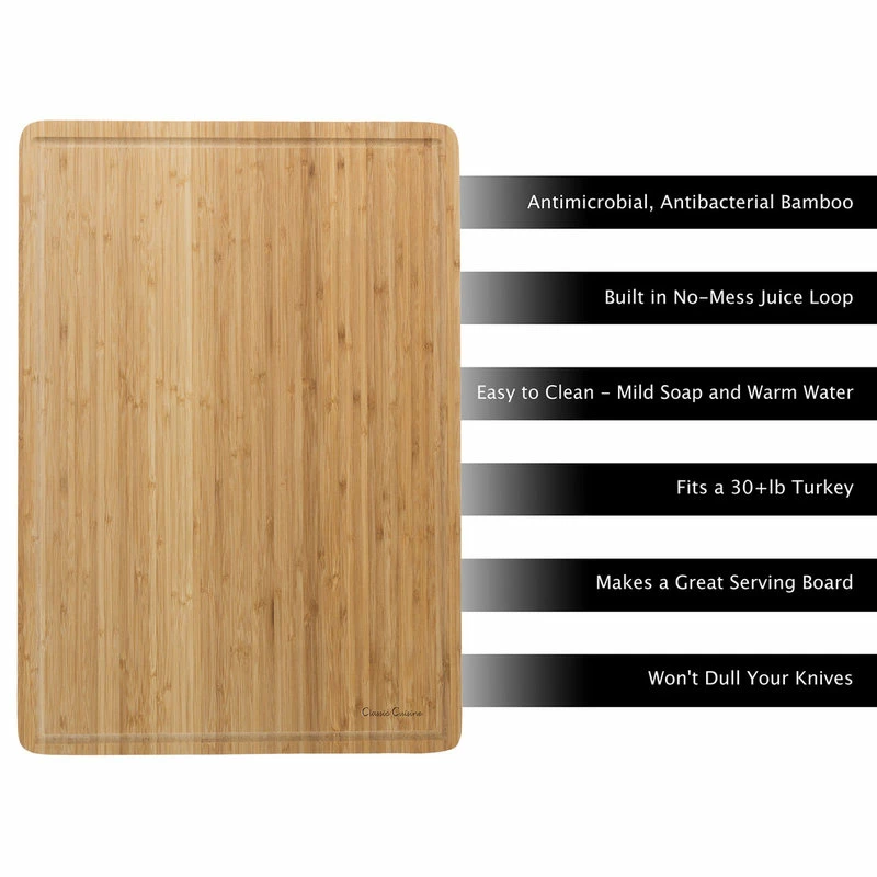 New 👏 Large Bamboo Cutting Board, Antibacterial, Juice Groove By Classic Cuisine ✔️ 6 New 👏 Large Bamboo Cutting Board, Antibacterial, Juice Groove By Classic Cuisine ✔️ - Image 4