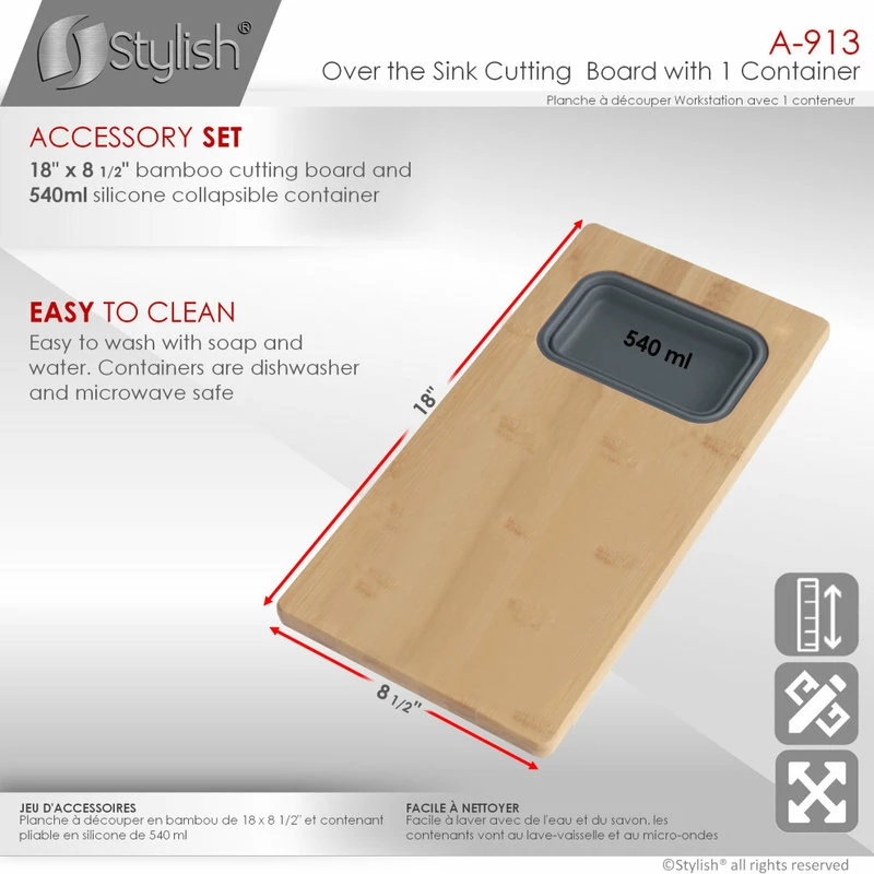 Promo 😉 Stylish Over The Sink Serving Board With 1 Container A-913 😀 7 Promo 😉 Stylish Over The Sink Serving Board With 1 Container A-913 😀 - Image 5