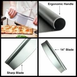 Coupon 👏 HUJI Heavy Duty Non-Stick Stainless Steel Pizza Cutter - 14" Rocker Style ✔️ -kitchen tools Sales e371f212012029de 0823 w800 h800 b0 p0