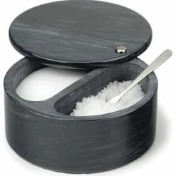 Promo ✨ RSVP Black Marble Swivel Top Dual Compartment Salt Box 🔔
