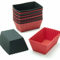 Brand new 💯 Freshware 12-Pack Silicone Mini Rectangle Baking Cup, Black And Red 🔥